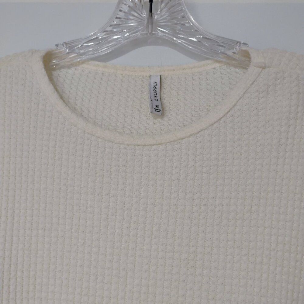 Z Supply Top Women's Thermal Waffle Knit Boho Laced Side Ties Oversized Cozy XS - Picture 8 of 13